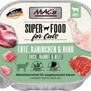 Sparpaket 32 x 100 g Mac's Adult Ente, Kaninchen & Rind Katzen Nassfutter Preisreduziert